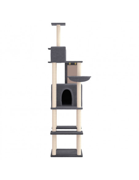 Albero per Gatti con Tiragraffi in Sisal Grigio Scuro 201 cm