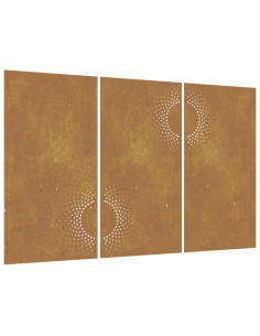 Decorazioni Muro da Giardino 3 pz 105x55 cm Sole Acciaio Corten