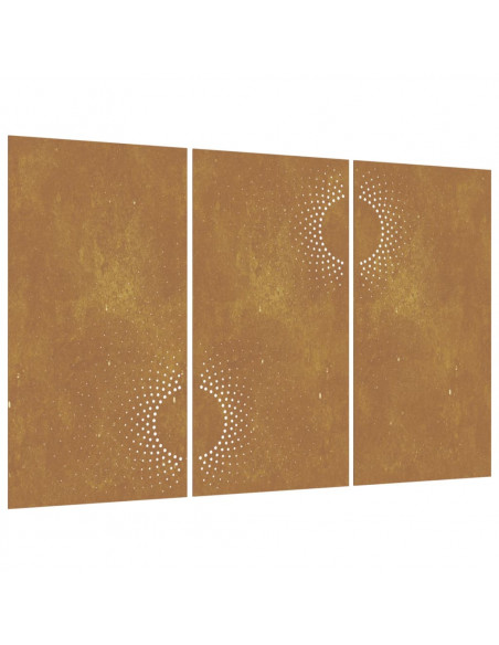 Decorazioni Muro da Giardino 3 pz 105x55 cm Sole Acciaio Corten