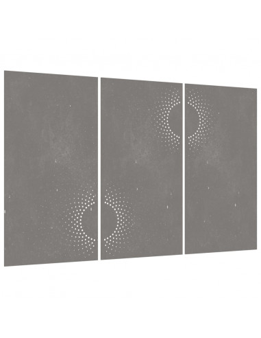 Decorazioni Muro da Giardino 3 pz 105x55 cm Sole Acciaio Corten