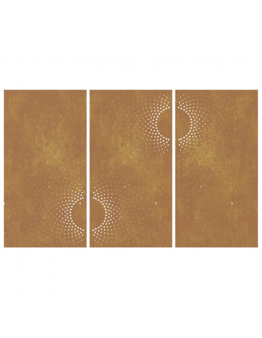Decorazioni Muro da Giardino 3 pz 105x55 cm Sole Acciaio Corten