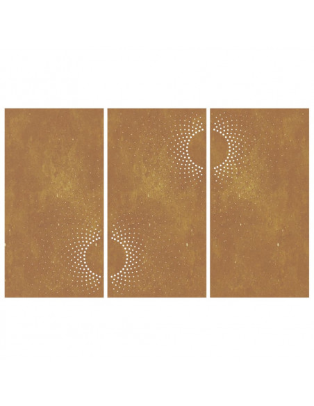 Decorazioni Muro da Giardino 3 pz 105x55 cm Sole Acciaio Corten