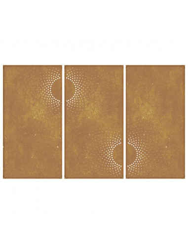 Decorazioni Muro da Giardino 3 pz 105x55 cm Sole Acciaio Corten