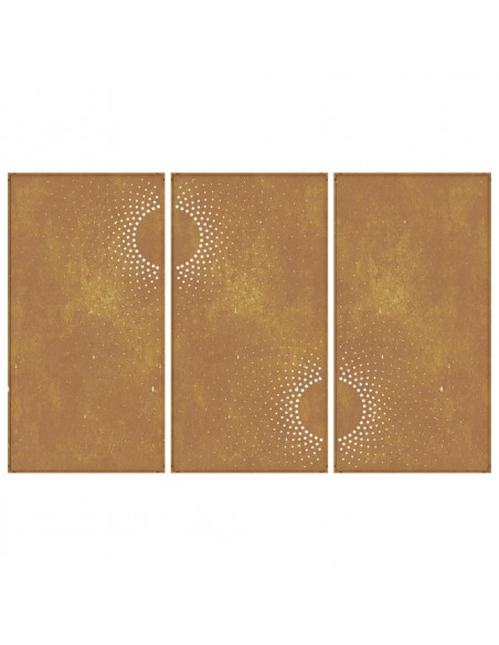 Decorazioni Muro da Giardino 3 pz 105x55 cm Sole Acciaio Corten