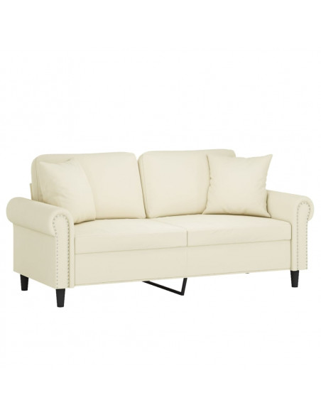Divano a 2 Posti con Cuscini Crema 140 cm in Velluto