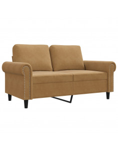 Divano a 2 Posti marrone 120 cm in Velluto
