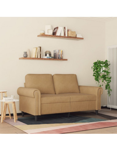 Divano a 2 Posti marrone 120 cm in Velluto