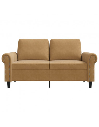 Divano a 2 Posti marrone 120 cm in Velluto