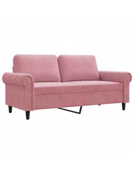Divano a 2 Posti Rosa 140 cm in Velluto