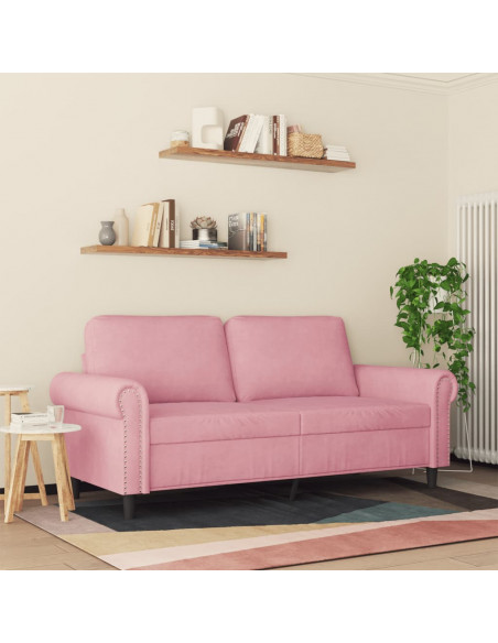 Divano a 2 Posti Rosa 140 cm in Velluto