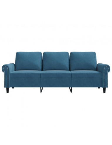 Divano a 3 Posti Blu 180 cm in Velluto