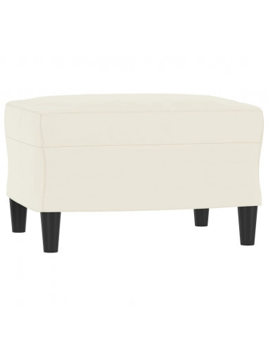 Divano a 3 Posti con Poggiapiedi Crema 180 cm in Velluto