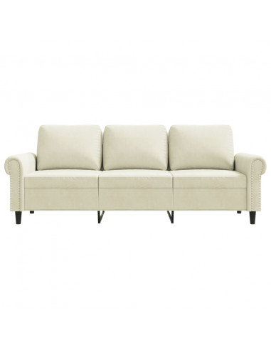 Divano a 3 Posti Crema 180 cm in Velluto