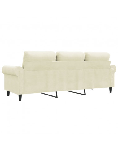Divano a 3 Posti Crema 180 cm in Velluto