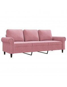 Divano a 3 Posti rosa 180 cm in Velluto