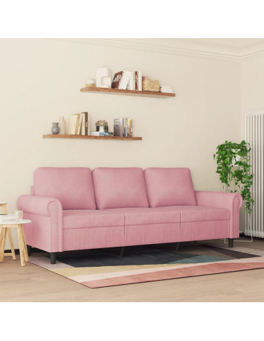 Divano a 3 Posti rosa 180 cm in Velluto