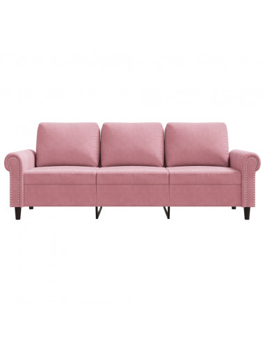 Divano a 3 Posti rosa 180 cm in Velluto