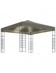 Gazebo con Luci LED a Stringa 3x3 m Grigio Talpa