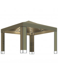 Gazebo con Tetto Doppio e Luci LED 3x3x2,7 m Grigio Talpa