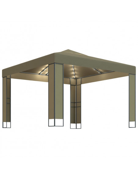 Gazebo con Tetto Doppio e Luci LED 3x3x2,7 m Grigio Talpa