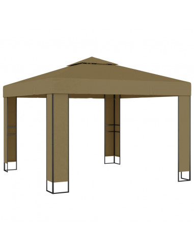 Gazebo con Tetto Doppio e Luci LED 3x3x2,7 m Grigio Talpa