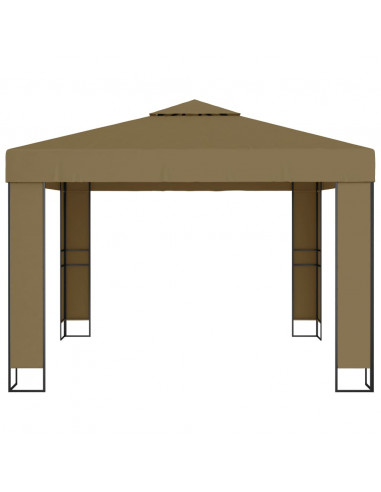 Gazebo con Tetto Doppio e Luci LED 3x3x2,7 m Grigio Talpa
