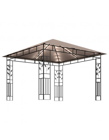 Gazebo con Zanzariera Luci LED 3x3x2,73 m Grigio Talpa
