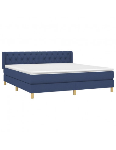 Giroletto a Molle con Materasso Blu 160x200 cm in Tessuto