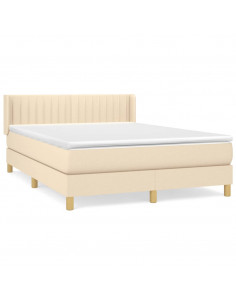 Giroletto a Molle con Materasso Crema 140x19 cm in Tessuto