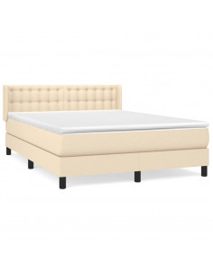 Giroletto a Molle con Materasso Crema 140x19 cm in Tessuto