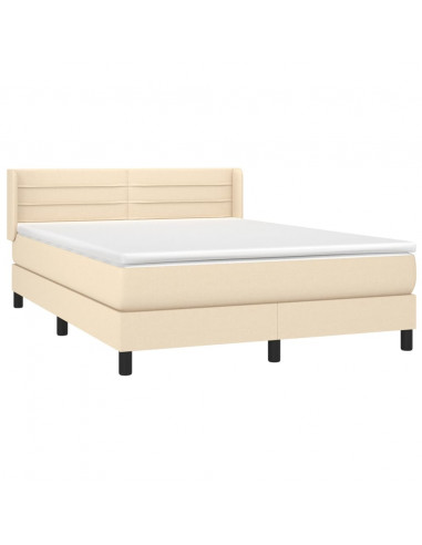 Giroletto a Molle con Materasso Crema 140x19 cm in Tessuto