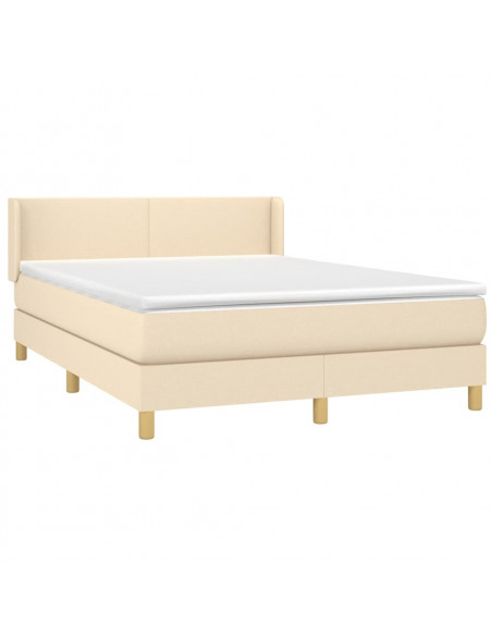 Giroletto a Molle con Materasso Crema 140x19 cm in Tessuto