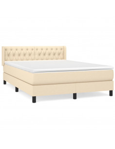 Giroletto a Molle con Materasso Crema 140x200 cm in Tessuto