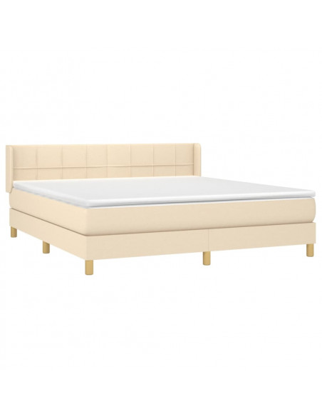 Giroletto a Molle con Materasso Crema 160x200 cm in Tessuto