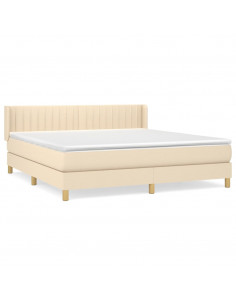 Giroletto a Molle con Materasso Crema 160x200 cm in Tessuto