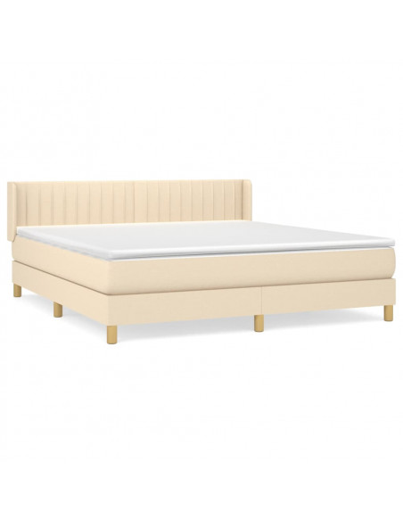 Giroletto a Molle con Materasso Crema 160x200 cm in Tessuto