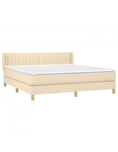 Giroletto a Molle con Materasso Crema 160x200 cm in Tessuto