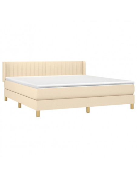 Giroletto a Molle con Materasso Crema 160x200 cm in Tessuto