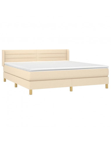 Giroletto a Molle con Materasso Crema 180x200 cm in Tessuto