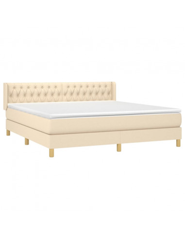 Giroletto a Molle con Materasso Crema 180x200 cm in Tessuto