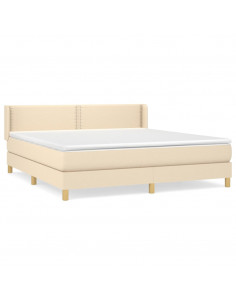 Giroletto a Molle con Materasso Crema 180x200 cm in Tessuto