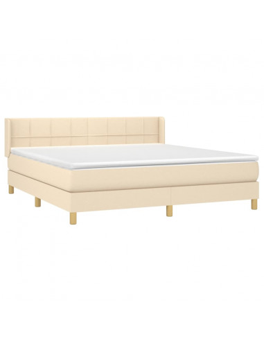 Giroletto a Molle con Materasso Crema 180x200 cm in Tessuto