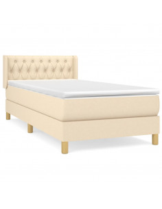 Giroletto a Molle con Materasso Crema 90x190 cm in Tessuto