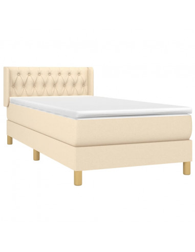 Giroletto a Molle con Materasso Crema 90x190 cm in Tessuto