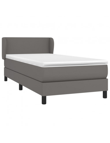 Giroletto a Molle con Materasso Grgio 80x200 cm in Similpelle