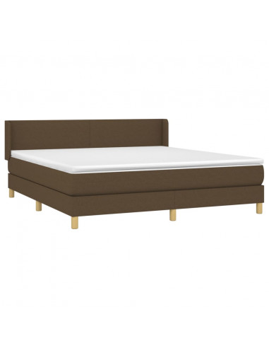 Giroletto a Molle con Materasso Marrone Scuro 180x200cm Tessuto