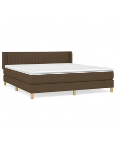 Giroletto a Molle con Materasso Marrone Scuro 180x200cm Tessuto