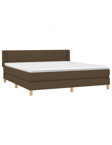 Giroletto a Molle con Materasso Marrone Scuro 180x200cm Tessuto