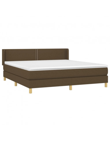 Giroletto a Molle con Materasso Marrone Scuro 180x200cm Tessuto