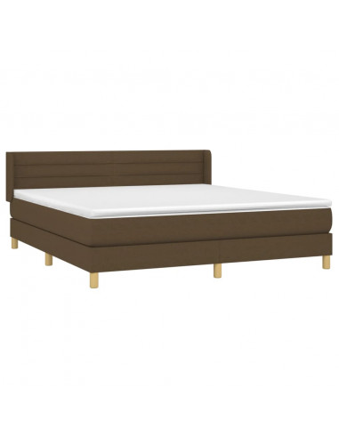 Giroletto a Molle con Materasso Marrone Scuro 180x200cm Tessuto